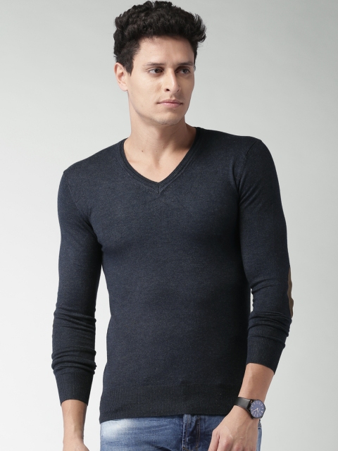 

ALCOTT Men Navy Solid Sweater, Navy blue