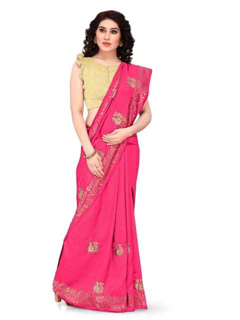 

KALINI Pink & Beige Ethnic Motifs Zari Silk Blend Saree