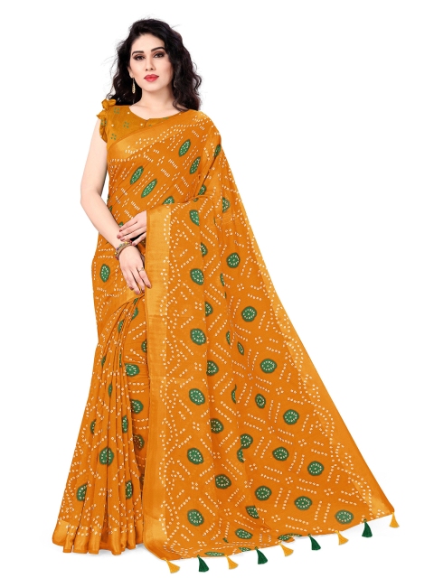 

KALINI Mustard & Green Bandhani Saree