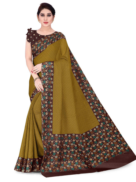 

KALINI Mustard & Maroon Printed Saree