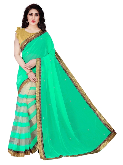 

KALINI Green & Grey Embellished Saree