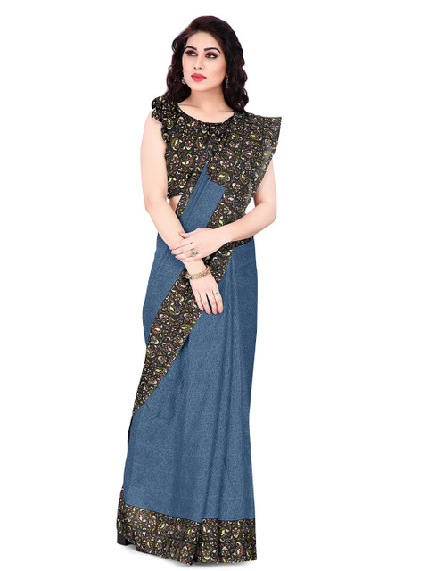 

KALINI Grey & Blue Floral Saree