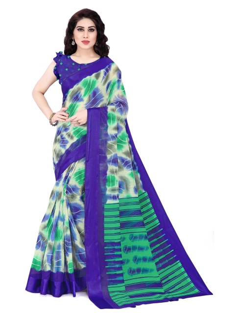 

KALINI Off White & Green Printed Saree