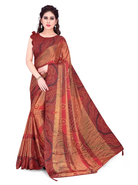

Mirchi Fashion Maroon & Black Bandhani Saree