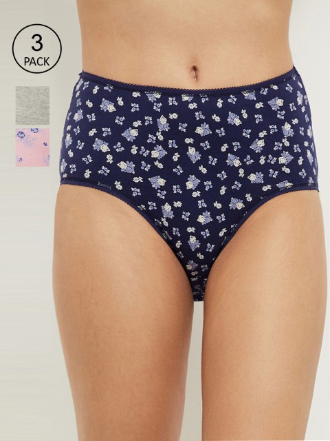 

max Women Pack Of 3 Pure Cotton Hipster Briefs, Grey melange