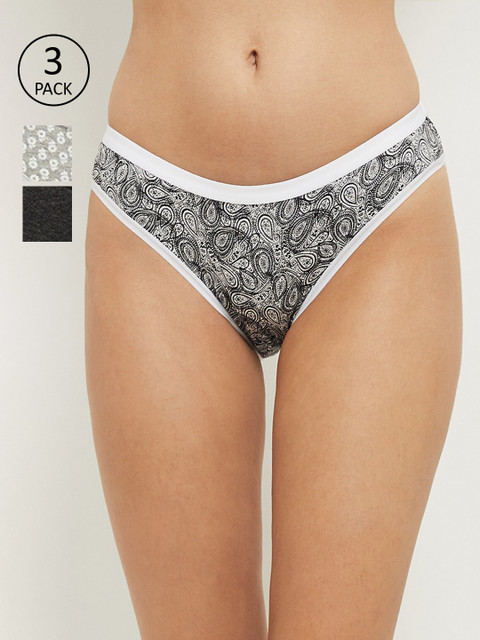 

max Women Pack Of 3 Pure Cotton Hipster Briefs NOOSSP21BK05GREY MELANGE, Grey melange