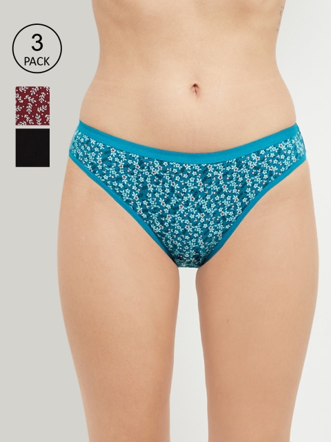 

max Women Pack Of 3 Pure Cotton Bikini Briefs, Maroon