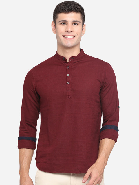 

Greenfibre Men Maroon Classic Slim Fit Opaque Pure Cotton Casual Shirt