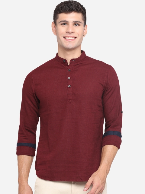 

Greenfibre Men Maroon Classic Slim Fit Opaque Pure Cotton Casual Shirt