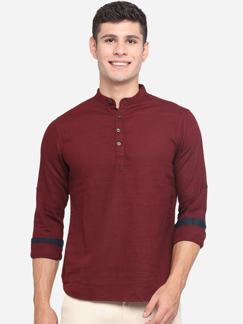

Greenfibre Men Maroon Solid Classic Slim Fit Casual Pure Cotton Shirt