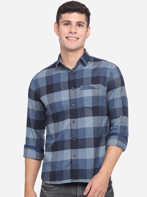 

Greenfibre Men Blue Classic Slim Fit Buffalo Checks Opaque Checked Casual Shirt