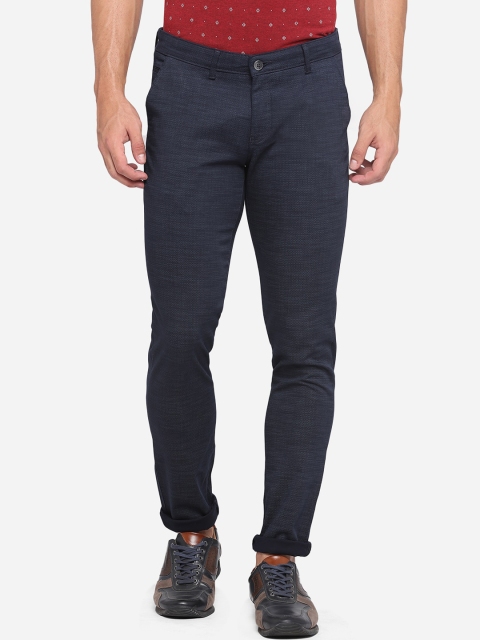 

Greenfibre Men Blue Slim Fit Easy Wash Trousers