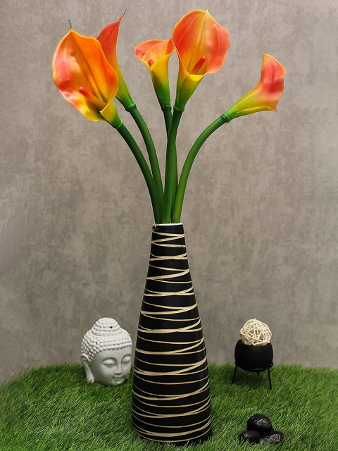 

PolliNation Set Of 5 Orange & Green Callalily Artificial Flowers