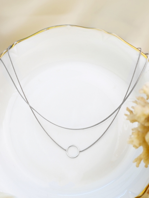 

Ayesha Silver-Toned Silver-Plated Circular Pendant Layered Necklace