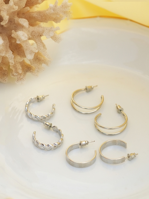 

Ayesha Silver-Toned Contemporary Half Hoop Earrings