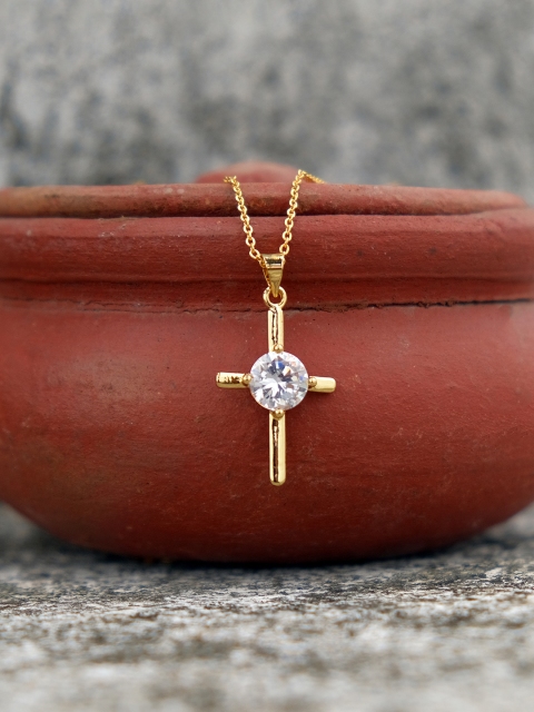 

Ayesha Gold-Plated & White Cross Pendant Necklace