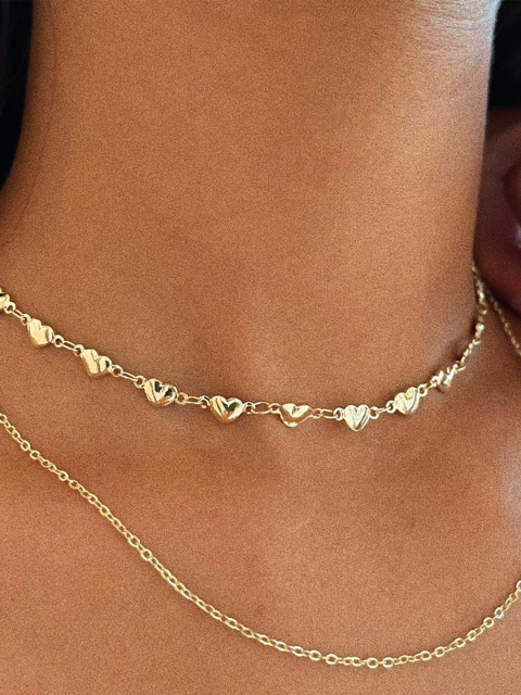 

Ayesha Women Gold-Toned Contemporary Heart Multilayered Necklace