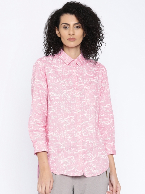 

Pepe Jeans Women Pink & White Regular Fit Printed Casual Shirt