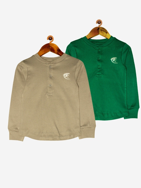 

KiddoPanti Unisex Kids Pack Of 2 T-shirts, Olive