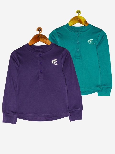 

KiddoPanti Unisex Kids Pack of 2 Henley Neck T-shirts, Teal