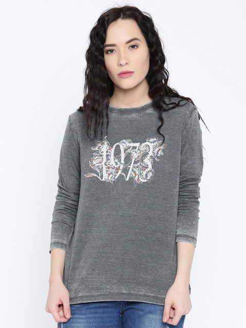 

Pepe Jeans Women Navy Solid Round Neck T-Shirt, Navy blue