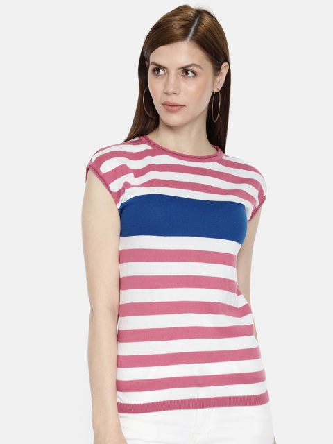 

Pepe Jeans Women Pink & White Striped Sweater