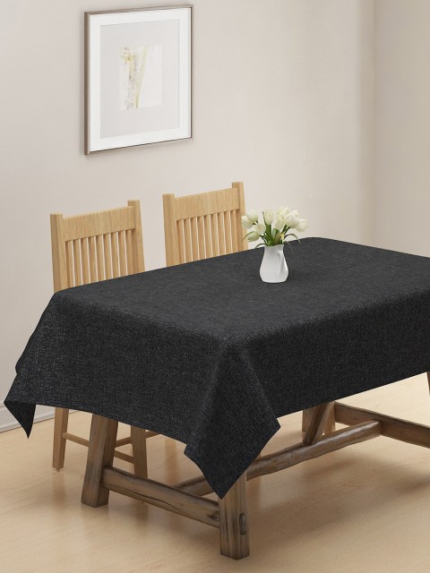 

KLOTTHE Black Woven Design Cotton 6-Seater Rectangular Table Cover