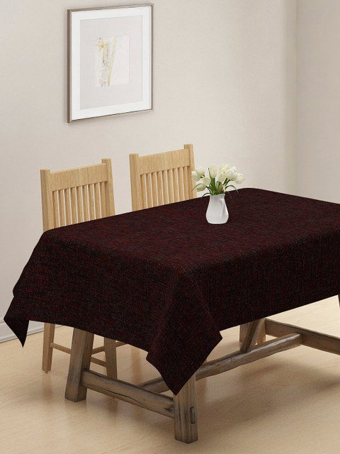 

KLOTTHE Maroon Woven Design Cotton 6-Seater Rectangular Table Cover