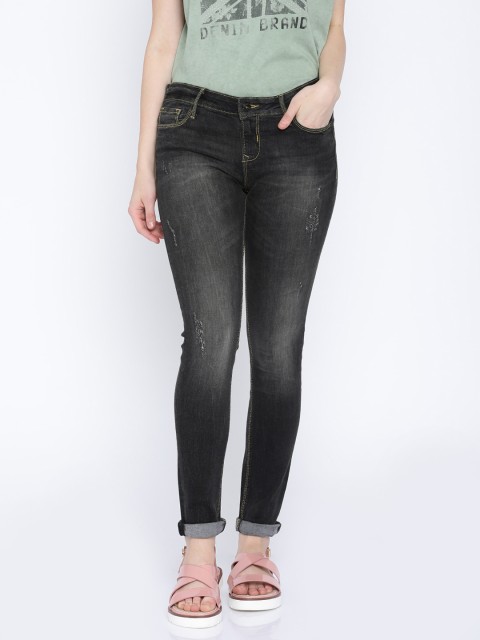 

Pepe Jeans Women Charcoal Grey Regular Fit Mid-Rise Mildly Distressed Jeans