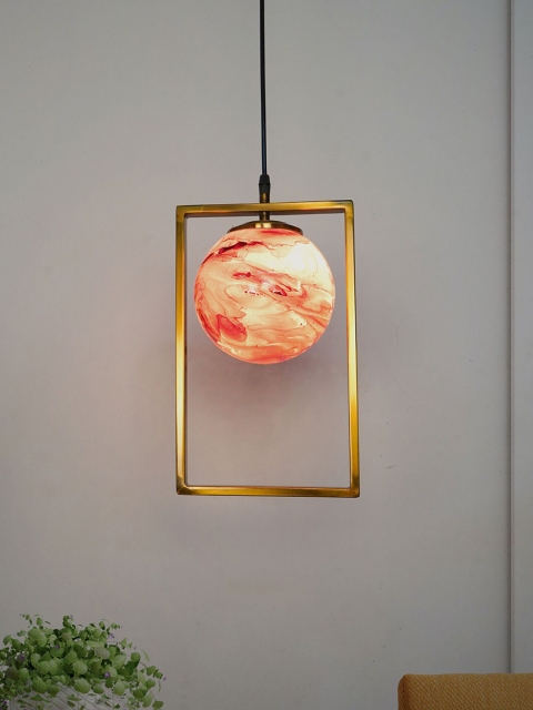 

Fos Lighting Gold-Toned & Pink Printed Classic Country Ceiling Lamp