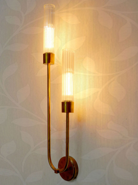 

Fos Lighting Gold-Toned & White Textured Classic Country Wall Lamp