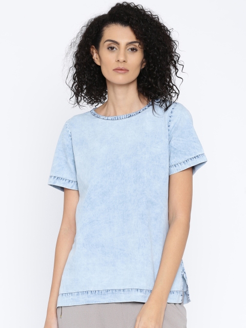 

Pepe Jeans Women Blue Denim Solid Regular Top