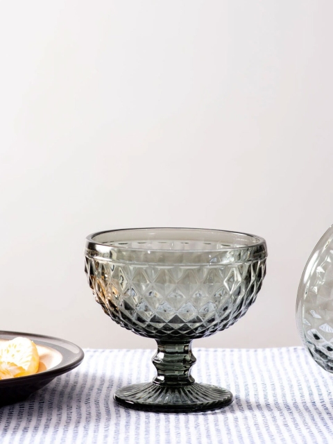 

THEDECORKART Set Of 2 Black Textured Dishwasher Safe Cocktail Glass
