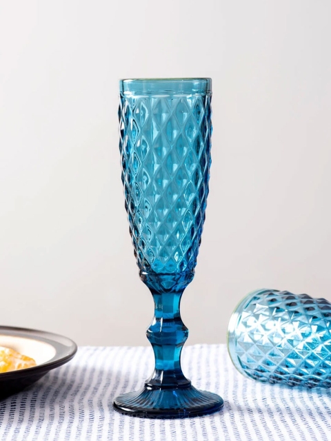 

THEDECORKART Set Of 2 Blue Textured Vintage Champagne Glass