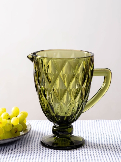 

THEDECORKART Olive Green Textured Dishwasher Safe Beer Pitcher