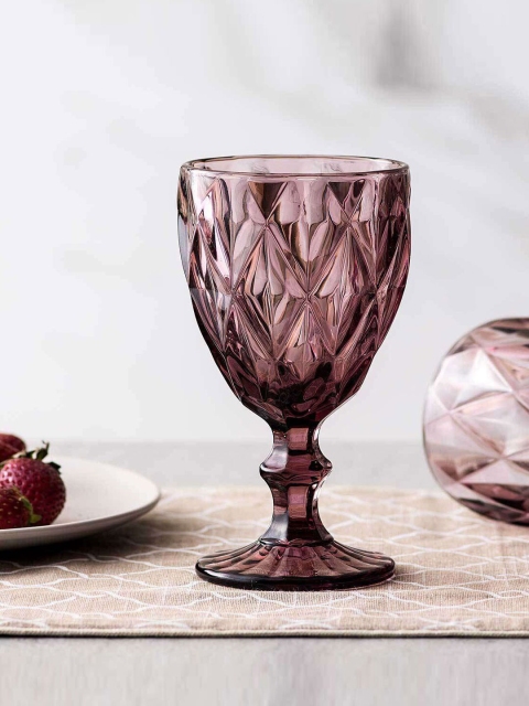 

THEDECORKART Set Of 2 Purple Textured Dishwasher Safe Wine Glass