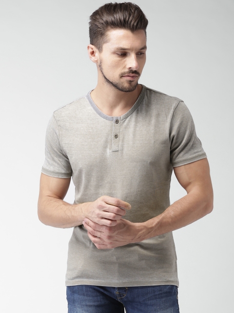 

ALCOTT Men Grey Solid Henley Neck T-shirt