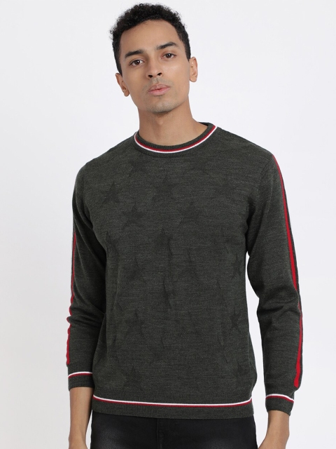 

MASH UNLIMITED Men Grey & Red Printed Pullover