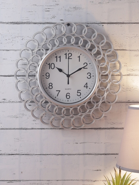

House Of Accessories Silver-Toned & White Vintage Wall Clock