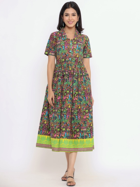 

Indian Virasat Women Multicoloured Floral Midi Dress, Multi