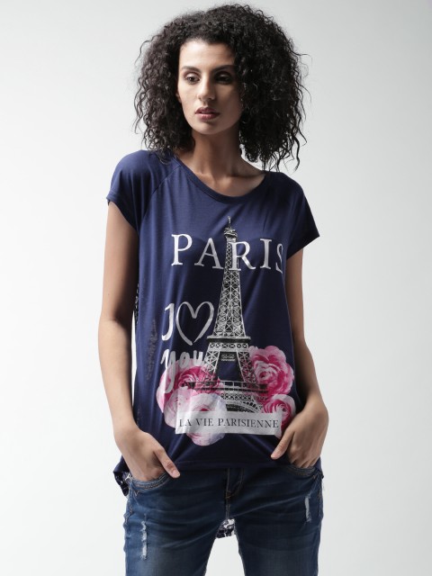 

ALCOTT Women Navy Blue Lace Top