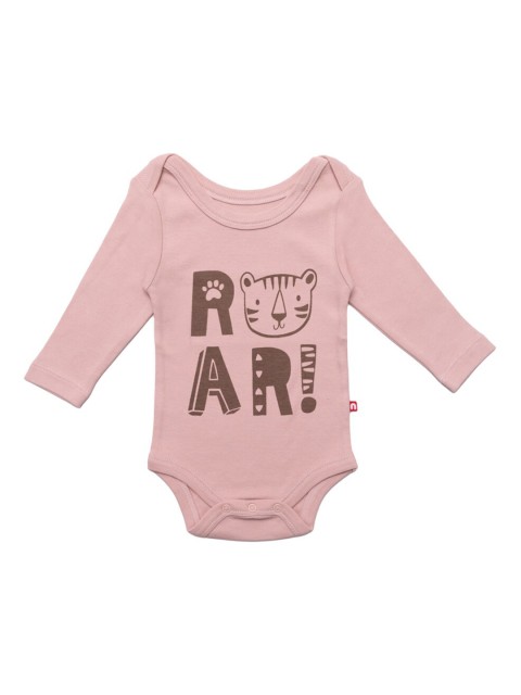 

Nino Bambino Unisex Kids Pink Cream Printed 100% Organic Cotton Full Sleeves Bodysuit