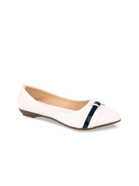 

DESI COLOUR Women White Colourblocked Ballerinas with Bows Flats
