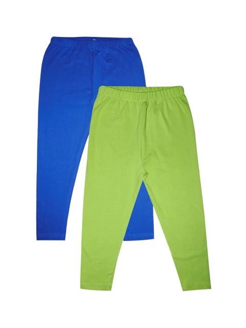 

KiddoPanti Girls Pack Of 2 Solid Ankle-Length Leggings, Green