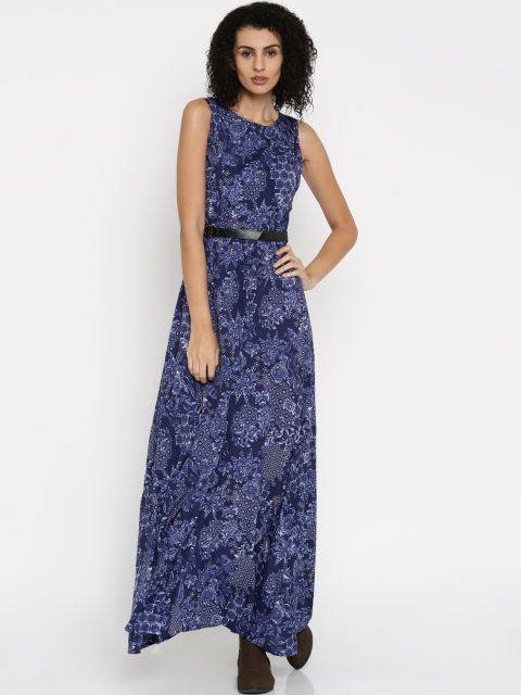 

Tokyo Talkies Women Blue Printed Maxi Dress