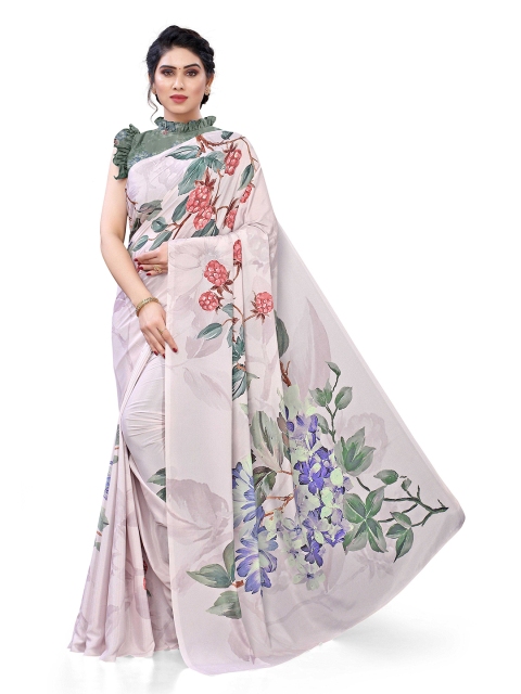 

MIRCHI FASHION Pink & Purple Floral Printed Bagh Saree