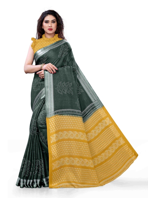 

KALINI Green & Yellow Jute Cotton Saree