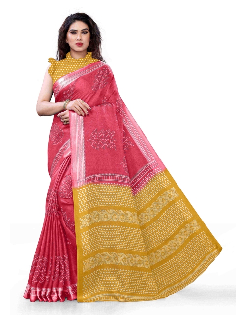 

KALINI Red & Yellow Jute Cotton Saree