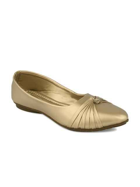 

DESI COLOUR Women Gold-Toned Ballerinas with Bows Flats