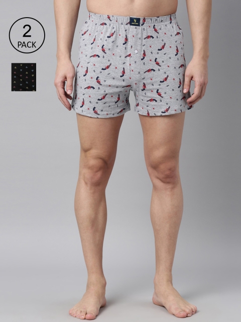 

Joven Men Pack Of 2 Printed Pure Cotton Boxers-JB2K-PYGN, Black